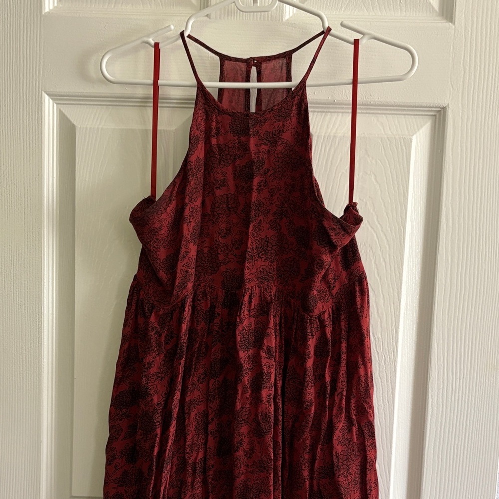 Red Patterned Sleeveless Dress